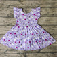 Baby Girl Short Sleeves Halloween Ghost Ruffle Purple Dress