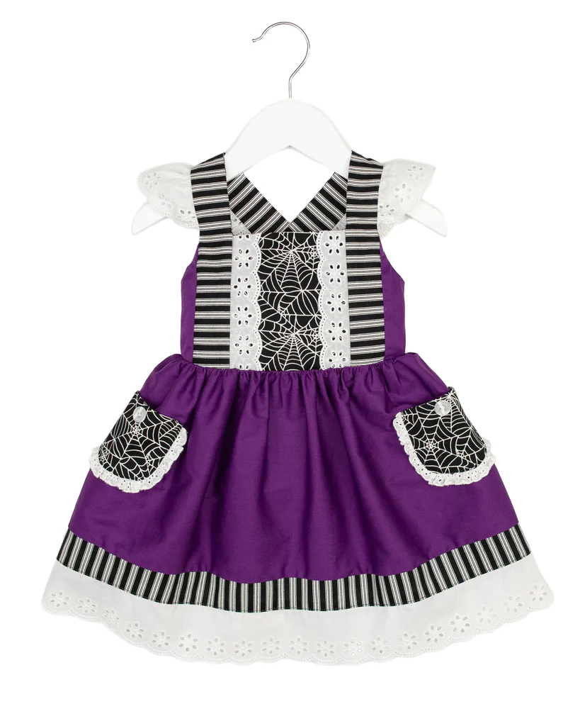 Pre-order Baby Girl Halloween Spiderweb Ruffle Dress
