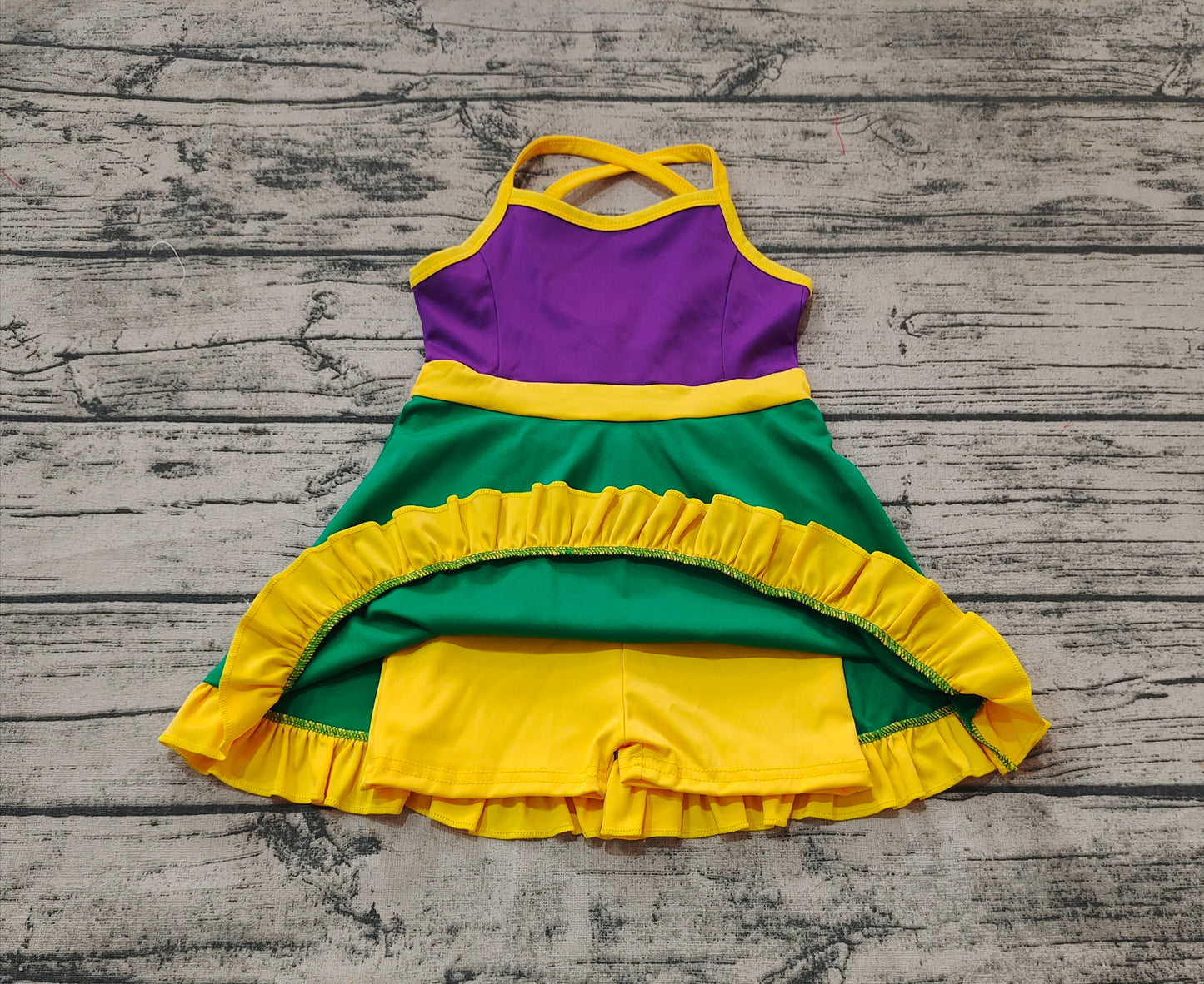 Baby Girl Sleeveless Mardi Gras Athletic Active Wear Knee Length Shorts Dress