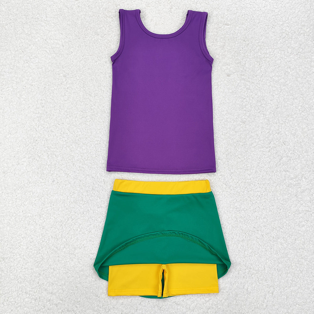 Baby Girl Mardi Gras Active Wear Sibling Dress Yoga Set