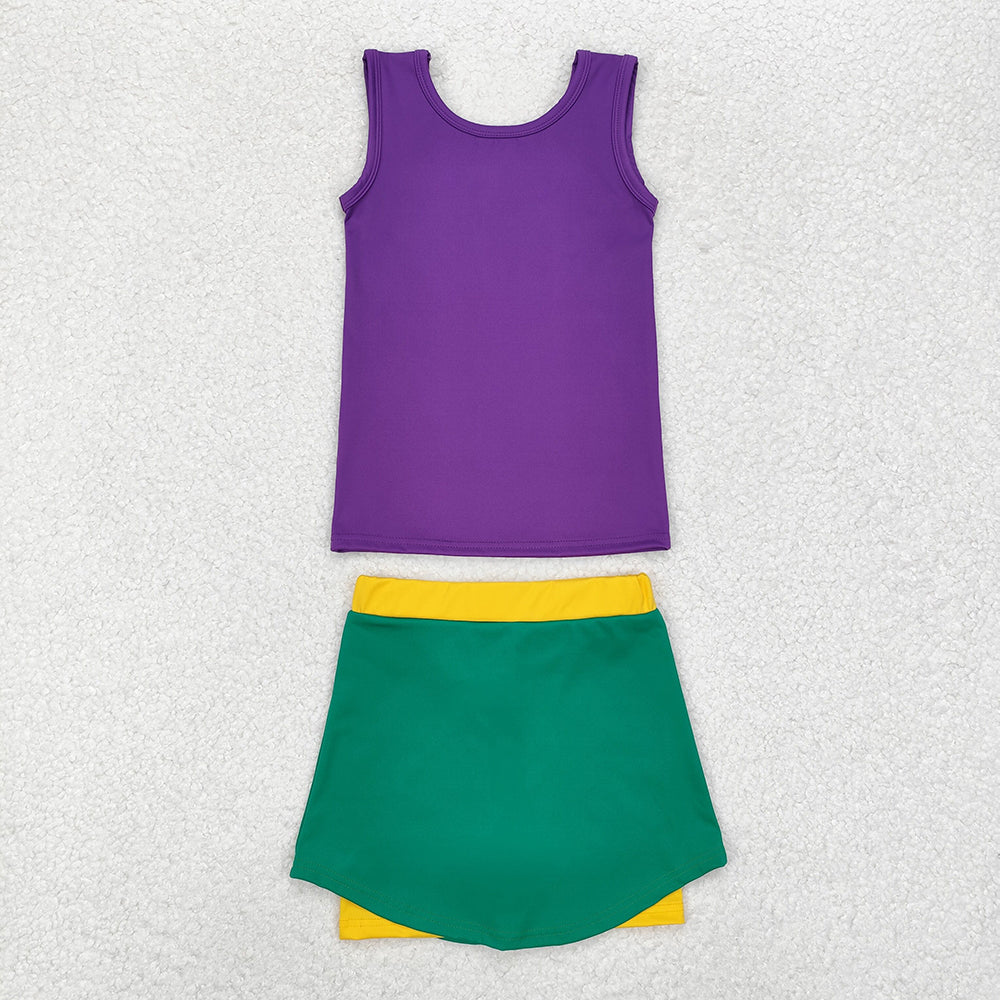 Baby Girl Mardi Gras Active Wear Sibling Dress Yoga Set