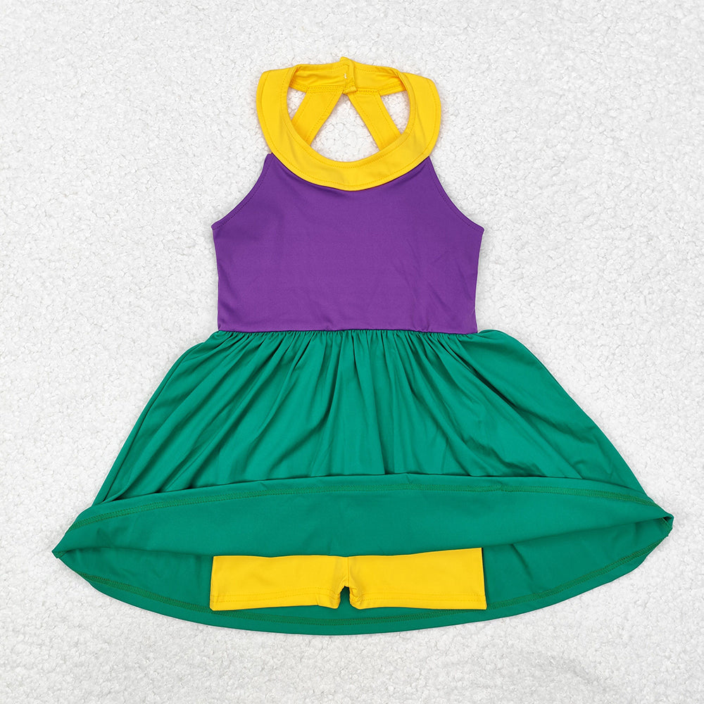 Baby Girl Mardi Gras Active Wear Sibling Dress Yoga Set