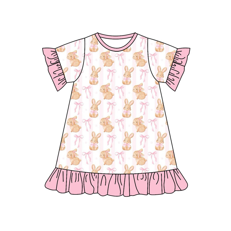 Pre-order Baby Girl Easter Bunny Bows Knee Length Dress