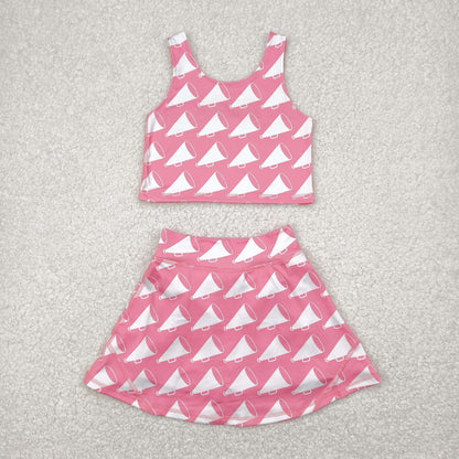 Baby Girl Sleeveless Bows Baseball Cheer Yoga Active Wear Sibling Skort Set Clothes RTS