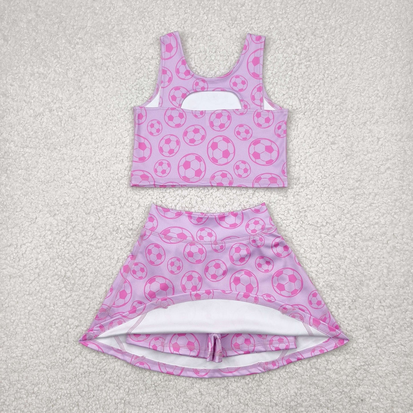 Baby Girl Sleeveless Baseball Yoga Active Wear Tops Skorts Sibling Set Clothes RTS