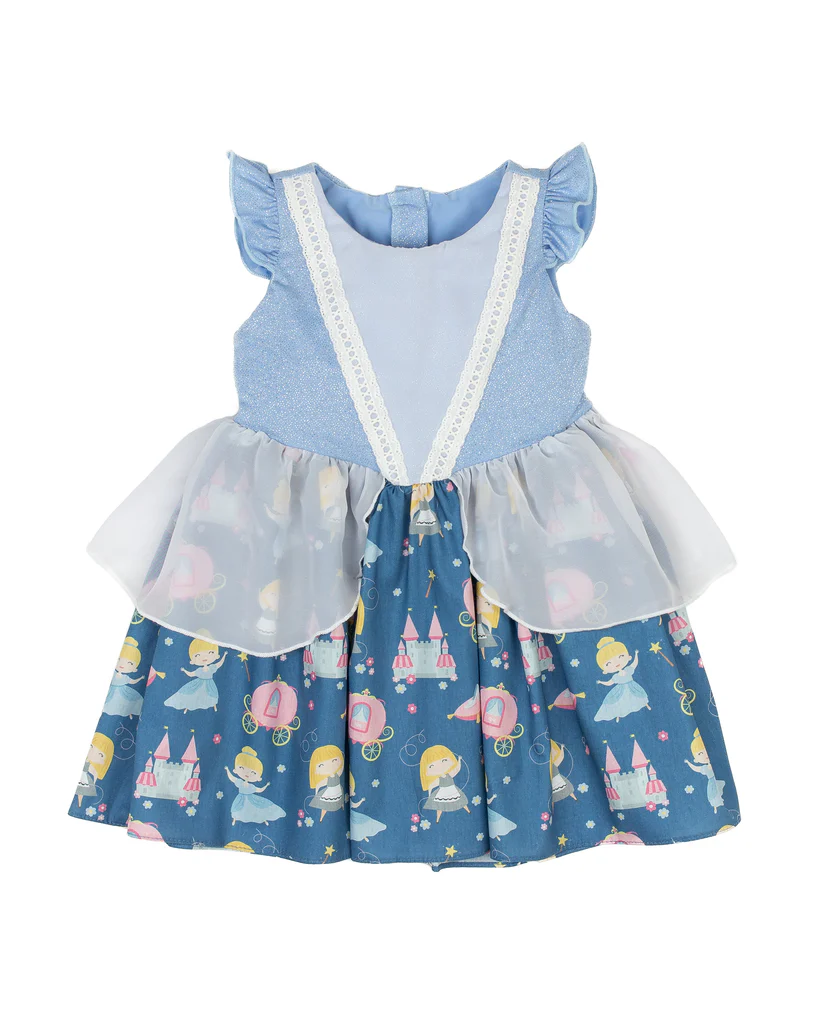 Pre-order Baby Girl Short Sleeves Princess Knee Length Ruffle Dress
