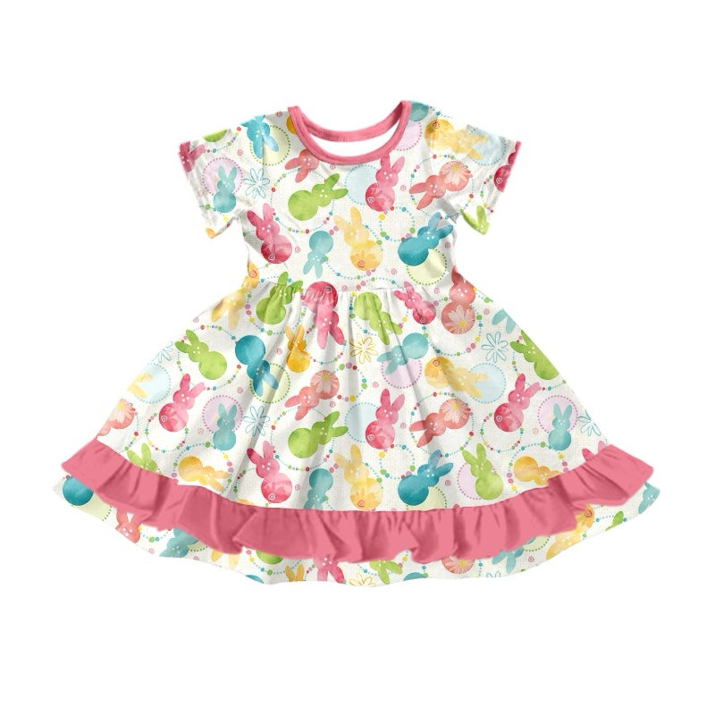 Preorder Baby Girl Easter Rabbit Ruffle Knee Length Dress