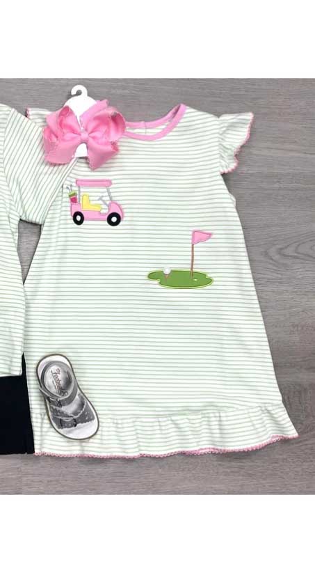 Preorder Baby Girl Short Sleeves Golf Knee Length Summer Dress