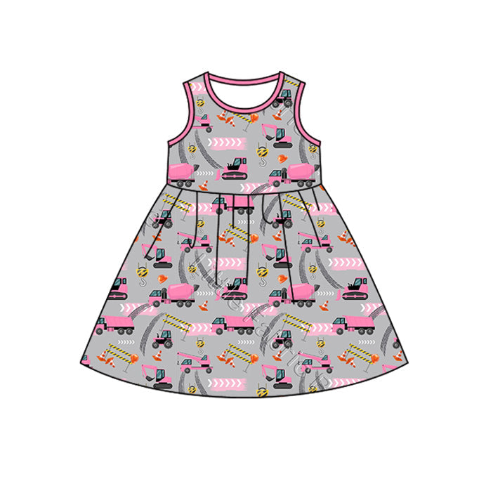 Preorder Baby Girl Sleeveless Construction Knee Length Dress