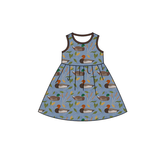 Preorder Baby Girl Sleeveless Ducks Knee Length Dress