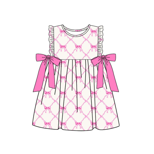 Preorder Baby Girl Pink Bows Knee Length Dress