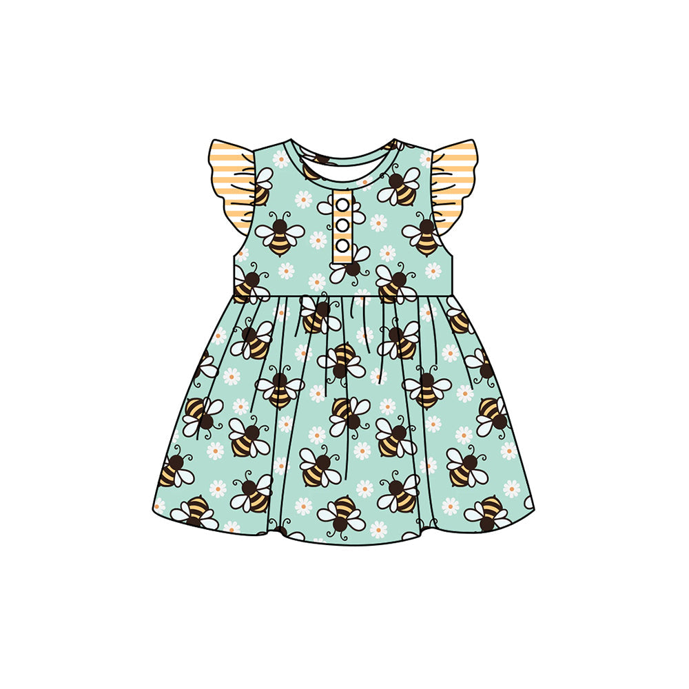 Preorder Baby Girl Short Sleeves Honey Bee Knee Length Dress