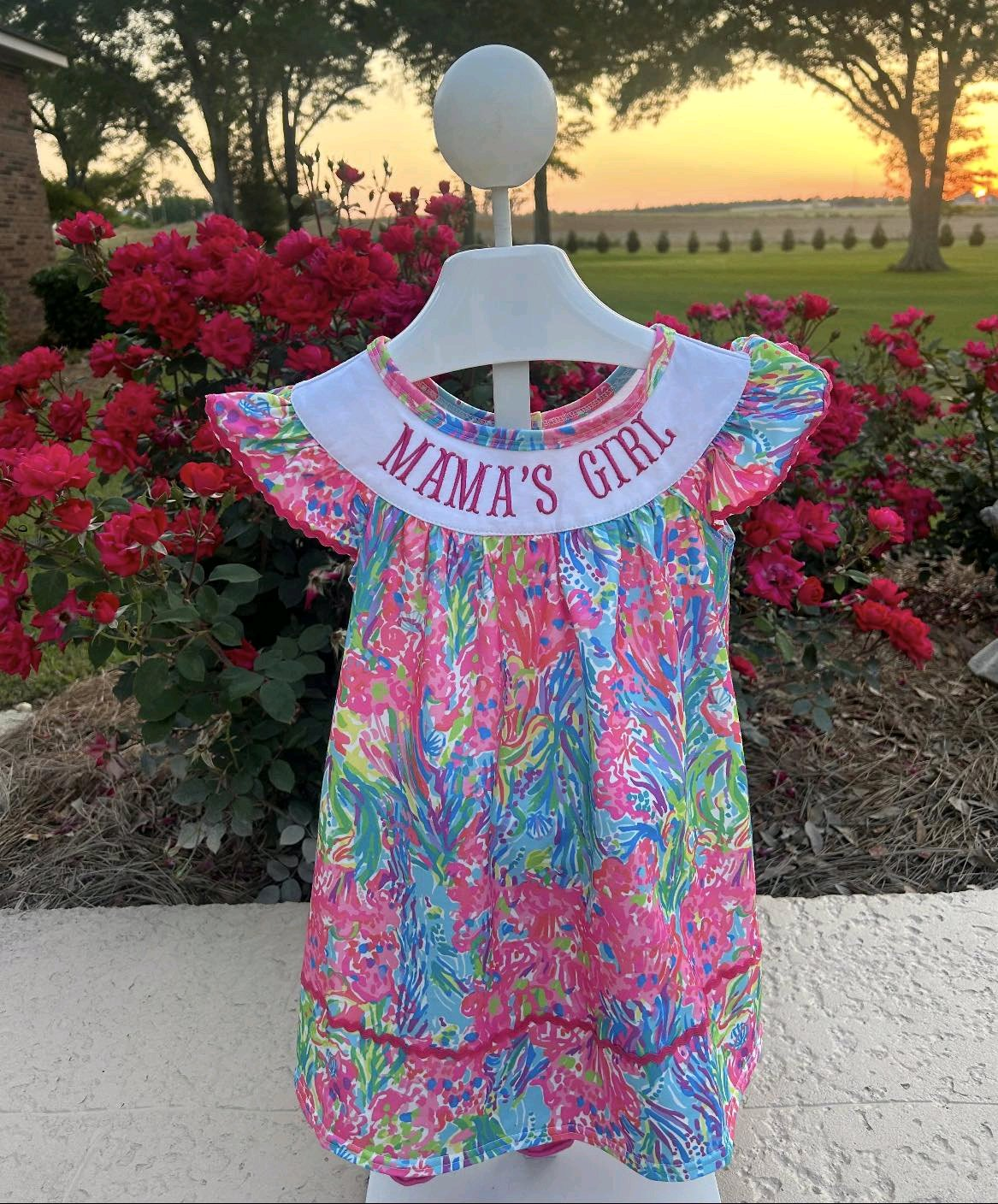 Preorder Baby Kids Short Sleeves Mama's Girl Knee Length Dress