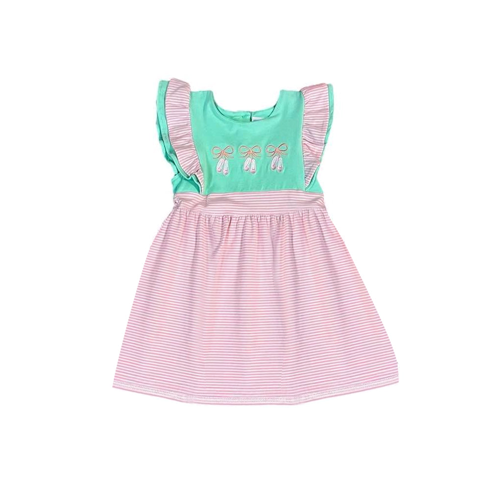 Preorder Baby Girl Short Sleeves Shoes Knee Length Dress
