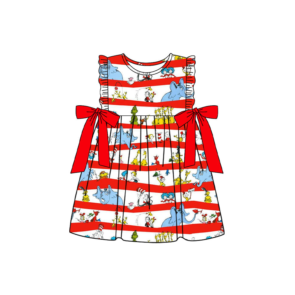Preorder Baby Girl Short Sleeves Dr Reading Red Bows Knee Length Dress