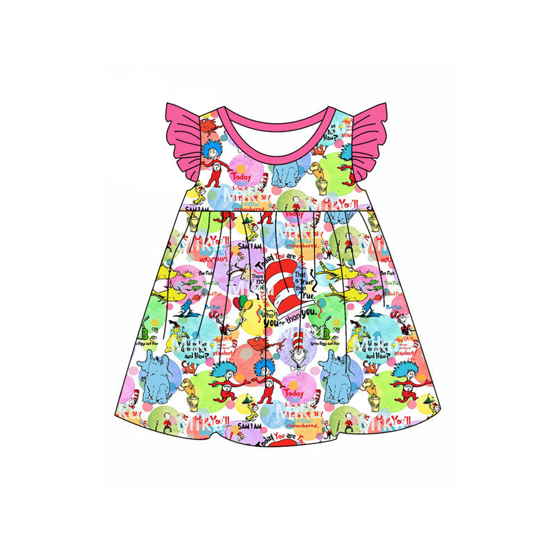 Preorder Baby Girl Short Sleeves Dr Reading Elephant Knee Length Dress