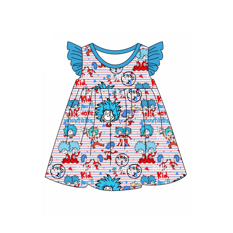 Preorder Baby Girl Short Sleeves Dr Reading Blue Knee Length Dress