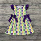 Baby Girl Short Sleeves Mardi Gras Anchor Bows Knee Length Dress