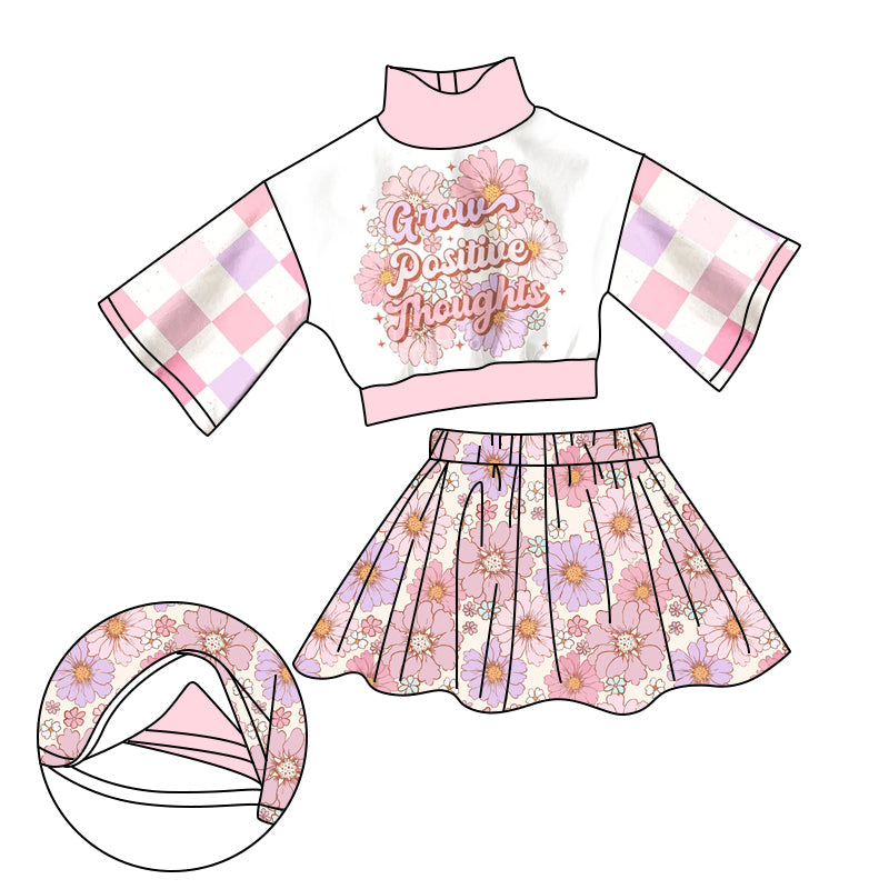 Preorder Baby Girl Flower Shirt Skirt Shorts Skort Clothes Set