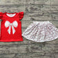 RTS Baby Girl Red Short Sleeves Bow Shirt Baseball Skirt Shorts Skorts Clothes Set（No moq )