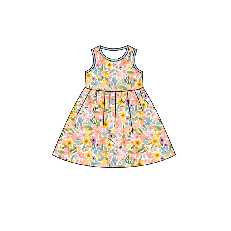 Preorder Baby Girl Sleeveless Flower Knee Length Dress