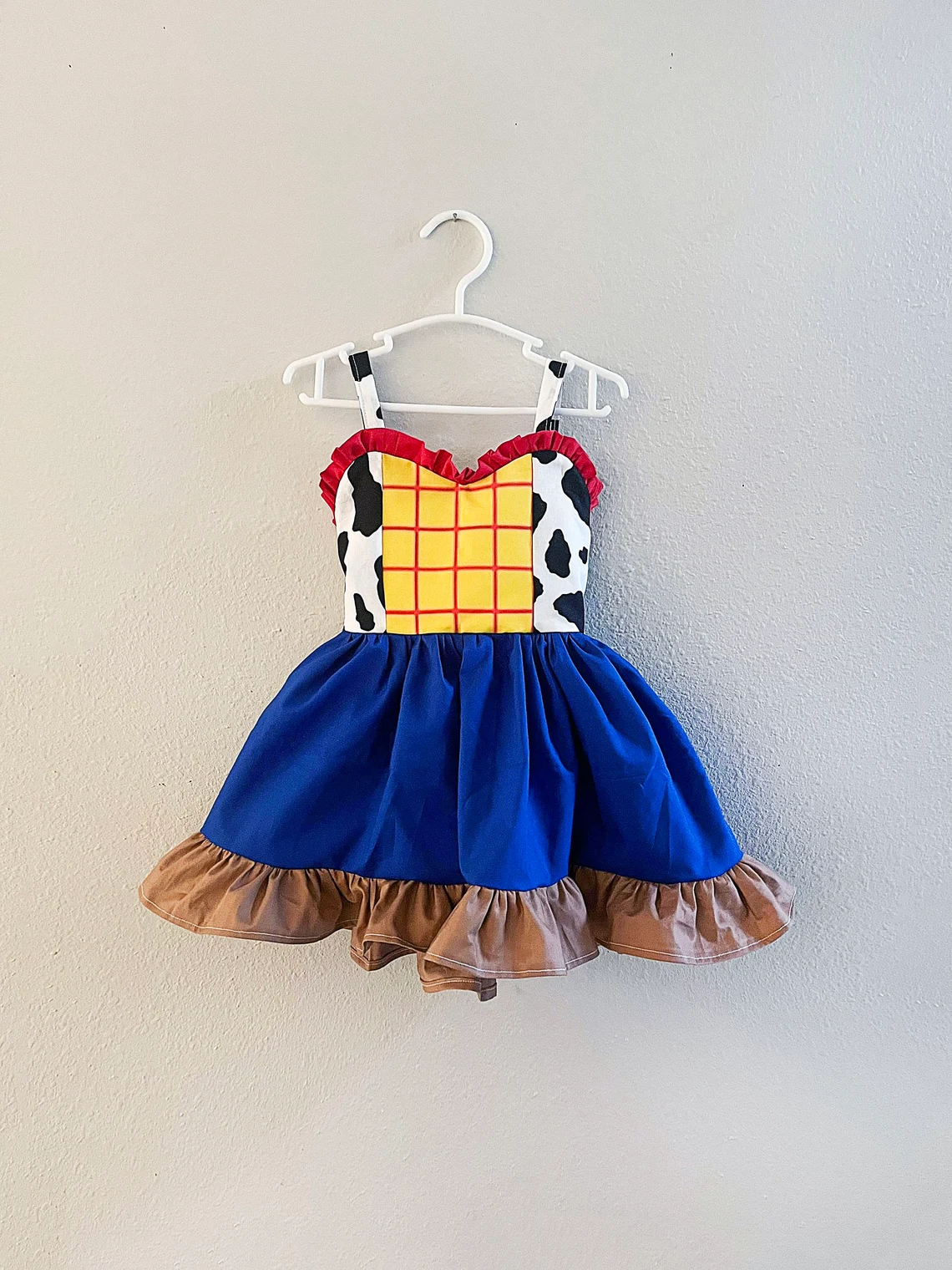 Preorder Baby Girl Straps Toys Cow Knee Length Ruffle Dress