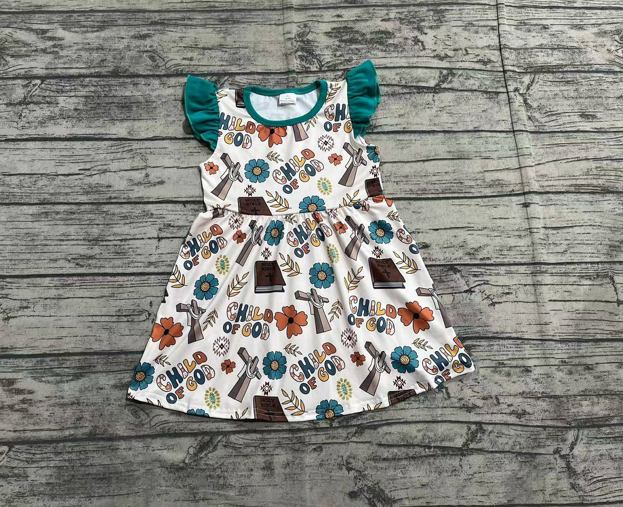 Baby Girl Short Sleeves Child of God Church Knee Length Dress