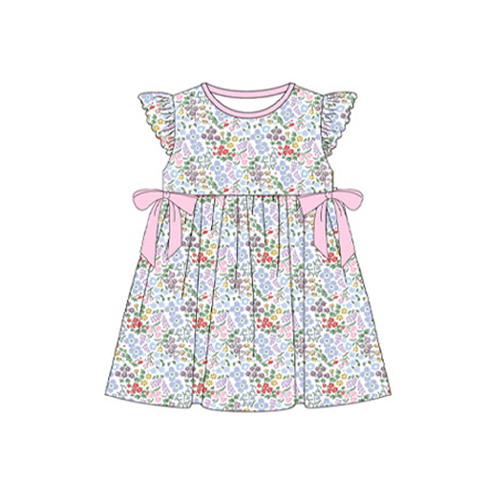 Preorder Baby Girl Short Sleeves Floral Knee Length Dress