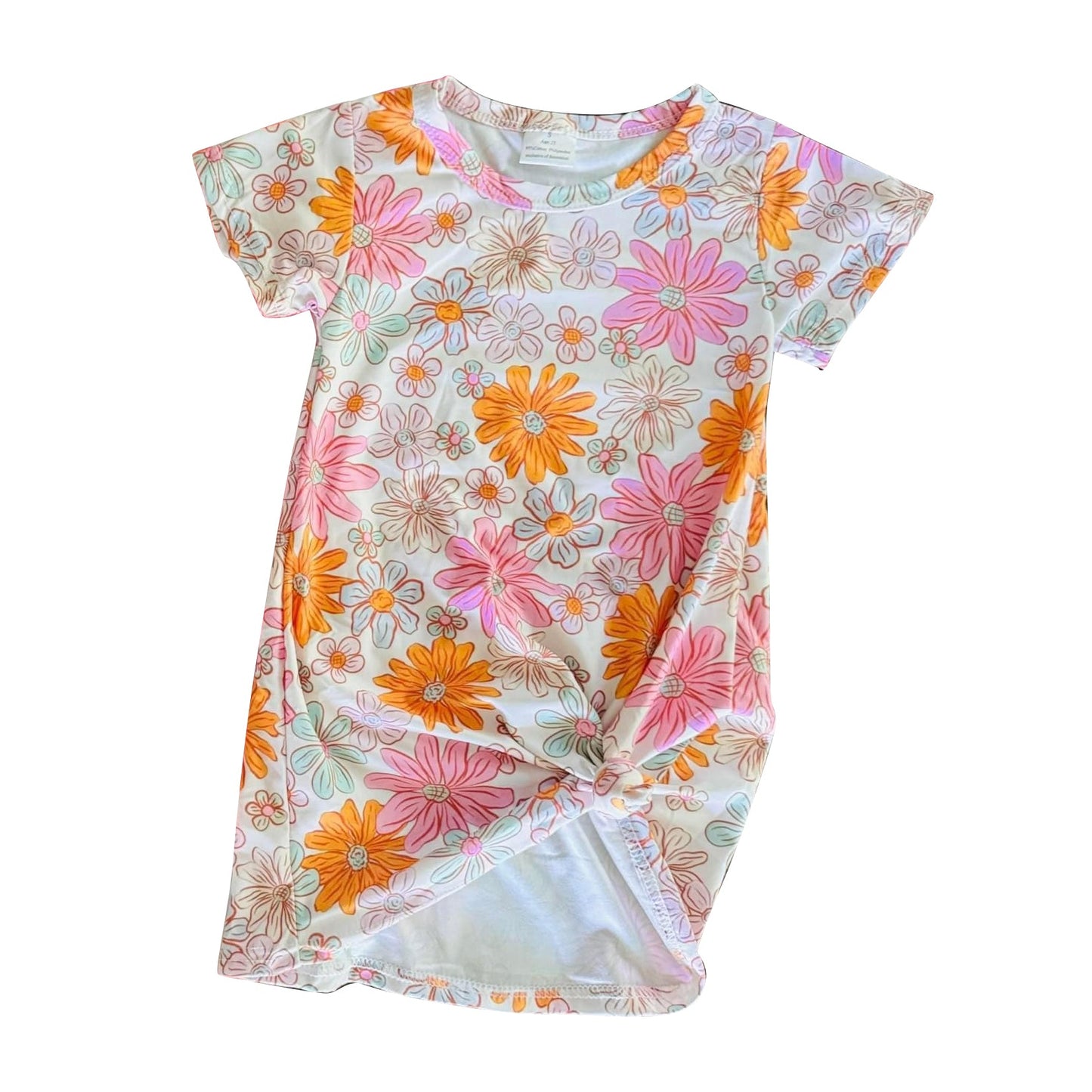 Preorder Baby Girl Short Sleeves Floral Knee Length Dress