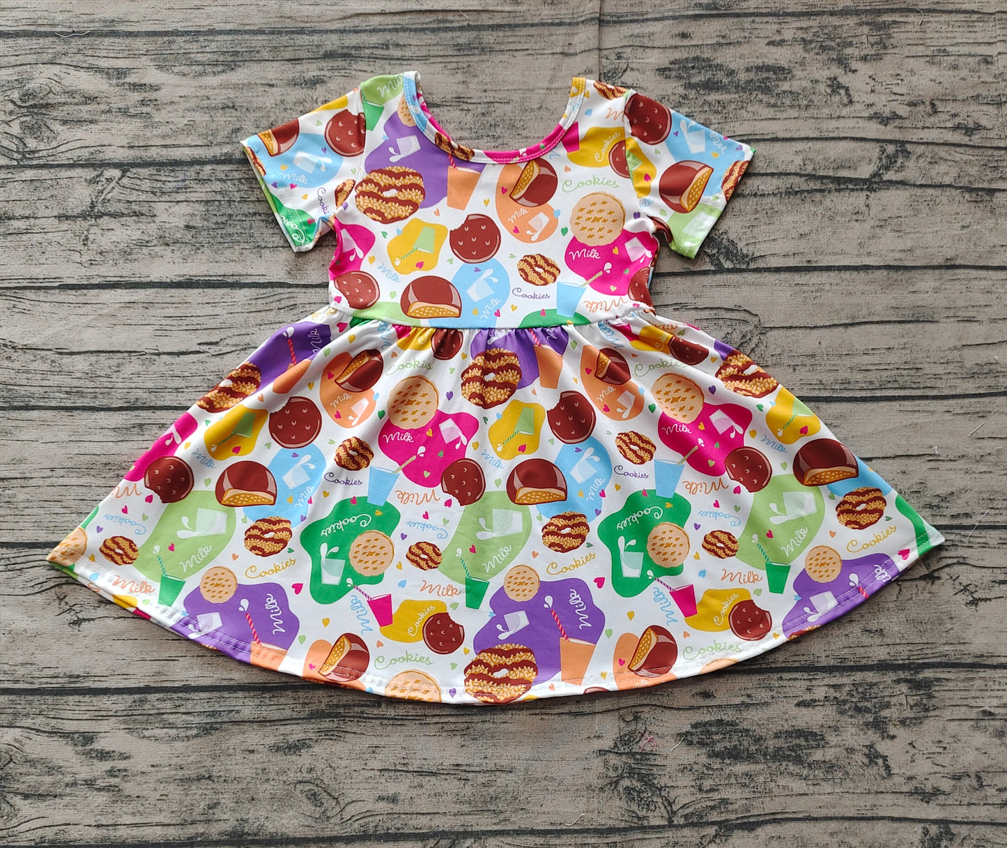 RTS Baby Girl Short Sleeves Cookie Knee Length Dress