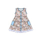 Preorder Baby Girl Sleeveless Baseball Floral Pockets Ruffle Knee Length Dress