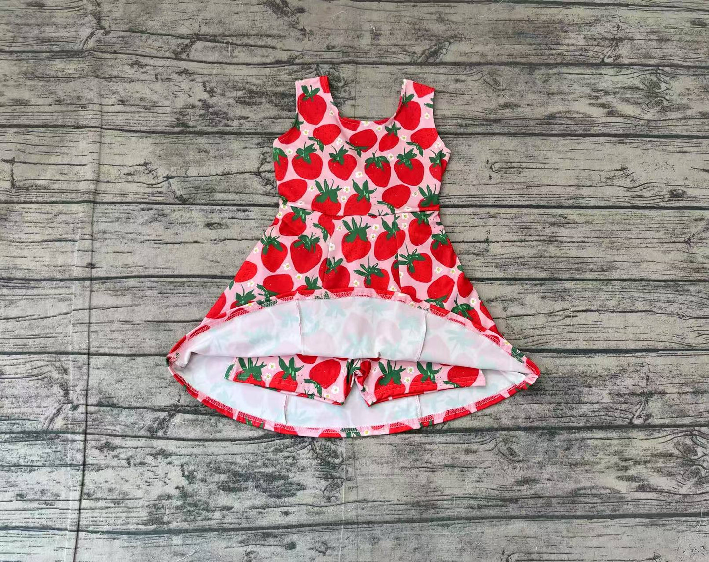 Baby Girl Sleeveless Strawberry Knee Length Dress Active Wear RTS