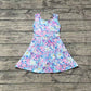 Preorder Baby Girl Sleeveless Flower Yoga Active Wear Knee Length Purple Dress ( No moq )