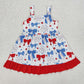 Sibling Baby Girls Kids Straps Stars Bows 4th of July Ruffle Knee Length Dresses RTS