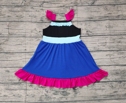 Preorder Baby Girl Short Sleeves Princess Purple Knee Length Dress ( No moq )