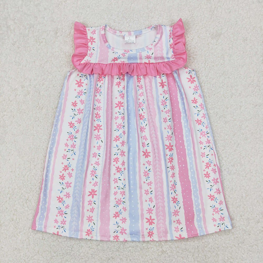Baby Girl Ruffle Sleeves Flower Sibling Dress Outfit RTS