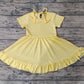 Baby Girl Short Sleeves Yellow Cotton Ruffle Knee Length Dress RTS