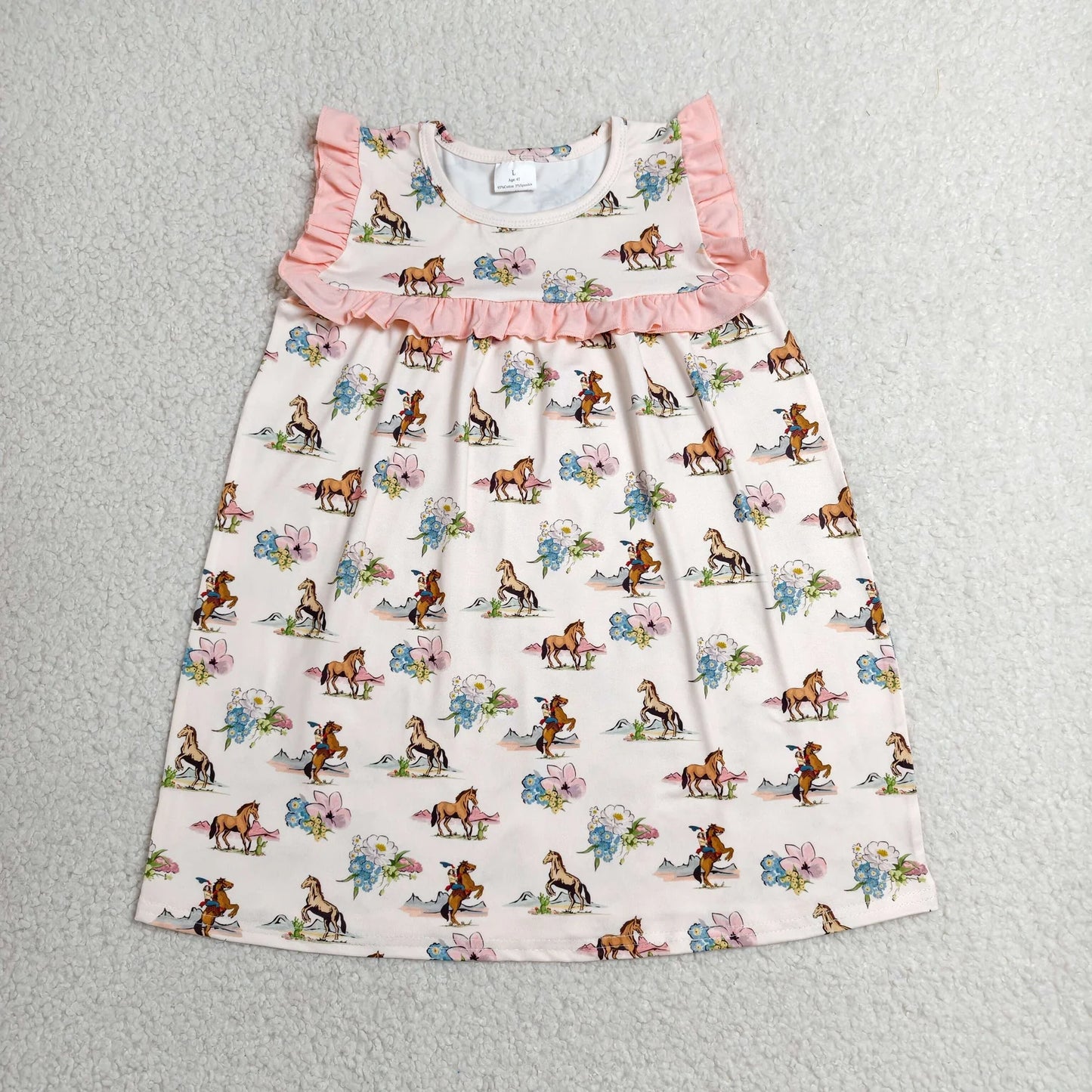 Sibling Baby Girls Kids Flower Horses Romper Dress Set Summer Clothes RTS