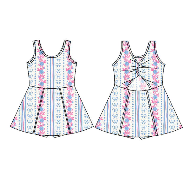 Preorder Baby Girl Sleeveless Flower Bows Knee Length Dress ( Moq 5 )
