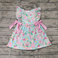 Baby Girl Ruffle Short Sleeves Flower Checked Bows Summer Knee Length Dress RTS