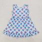 Sibling Baby Girls Kids Sleeveless Stars Bows 4th of July Ruffle Knee Length Dresses RTS