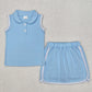 Baby Girl Sleeveless Buttons Shirt Shorts Skirt Skort Sibling Clothes Sports Set RTS