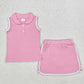 Baby Girl Sleeveless Buttons Shirt Shorts Skirt Skort Sibling Clothes Sports Set RTS