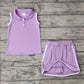 Preorder Baby Girl Purple Pullover Buttons Shirt Shorts Skirt Skort Clothes Sports Set ( No moq )