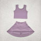 Baby Girl Sleeveless Vest Tops Skorts Yoga Active Sibling Clothes Set RTS