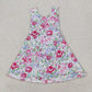 Baby Girl Sleeveless Strawberry Flower Bows Sibling Skort Yoga Active Knee Length Dress