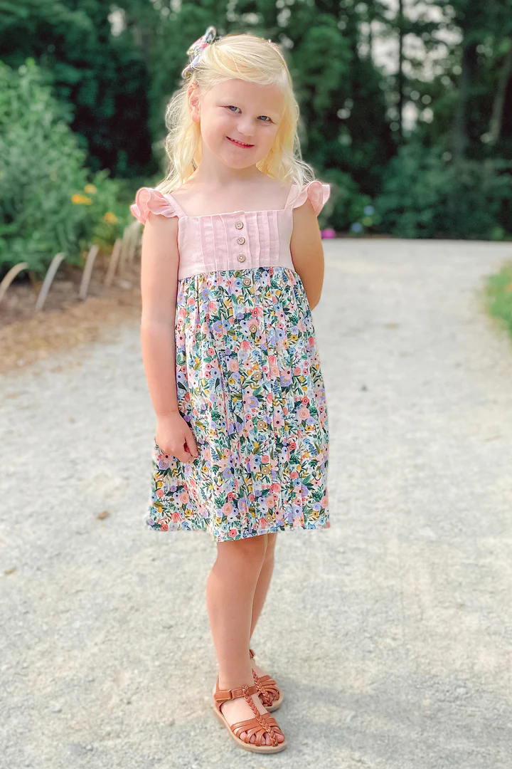 Preorder Baby Girl Kids Toddler Short Sleeves Flower Knee Length Dress ( Moq 5 )