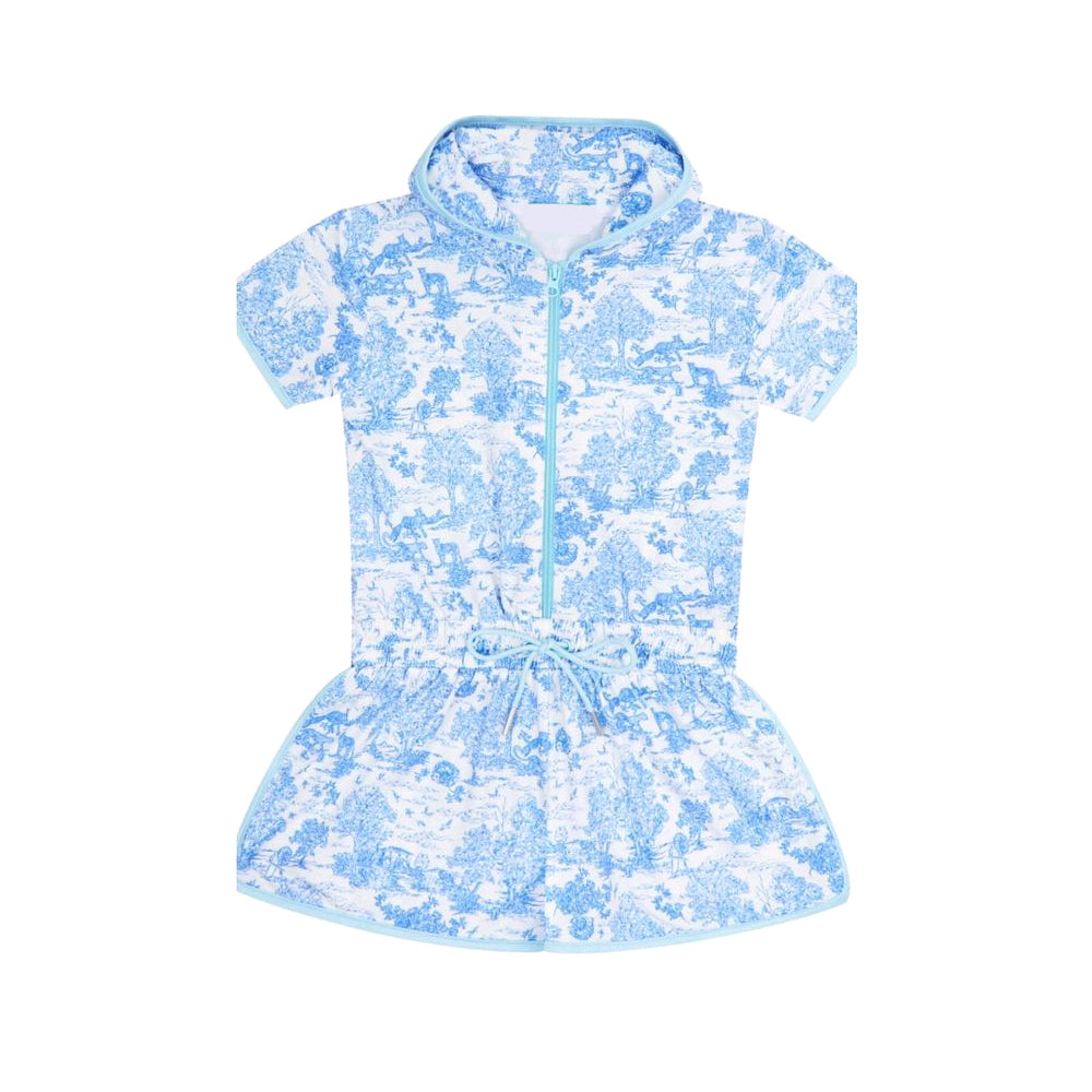 Preorder Baby Girl Animals Tree Buttons Shirt Shorts Blue Pajamas Clothes Set ( Moq 5 )