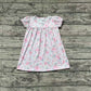 Baby Girl Short Sleeves Flower Pink Knee Length Dress RTS