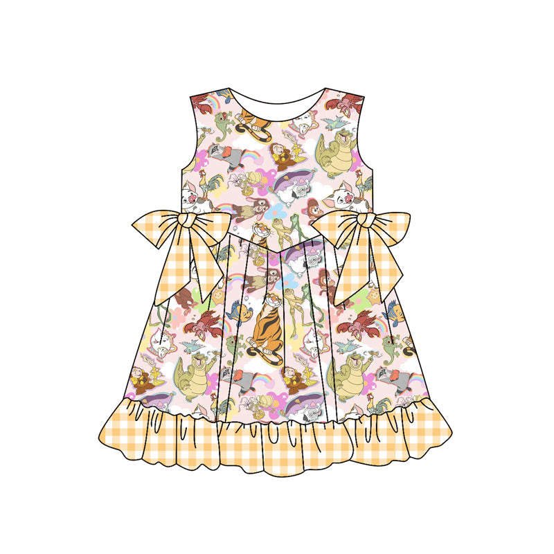 Preorder Baby Girl Cartoon Animals Bows Knee Length Dress ( Moq 5 )